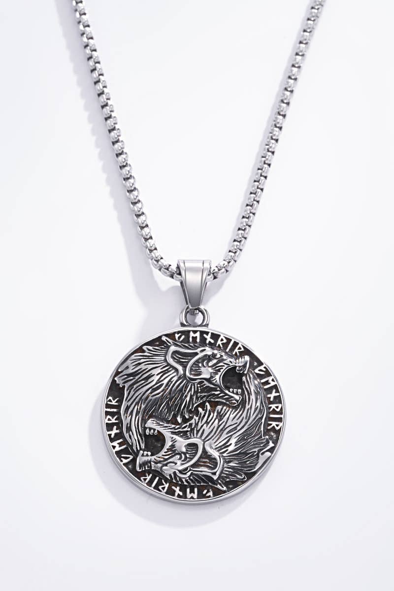 Vikinge Fenris vedhæng i rustfrit stål med kæde - guld eller sølv - Halskæde fra BYREN | ÉLINE L'ATELIER hos The Prince Webshop