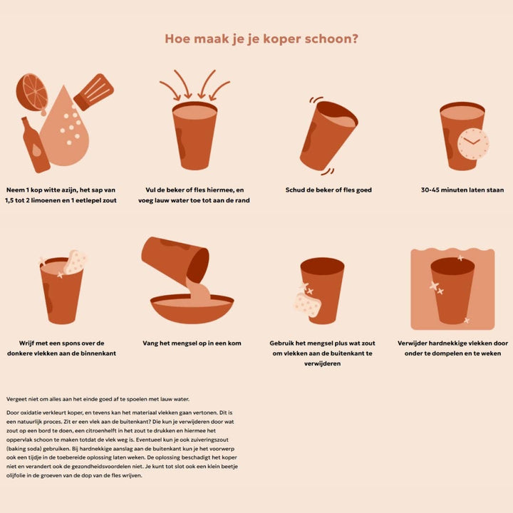 Ren kobber vandflaske ± 950 ml (ekstra tung)