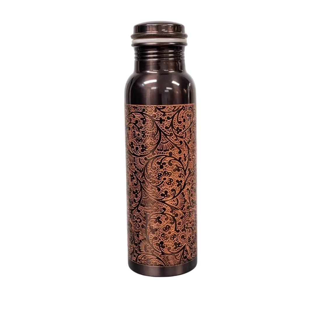 Rent kobbervandflaske, antik, graveret ± 750 ml (tung - Drikke Flaske fra Ayurveda Specialist B.V. hos The Prince Webshop