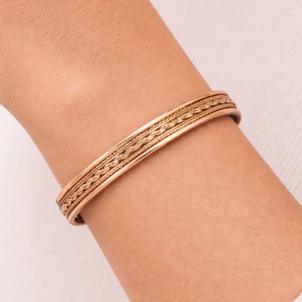Copper and brass health clamp bracelet with 2 magnets – - Bracelet from Ayurveda Specialist B.V. at The Prince Webshop