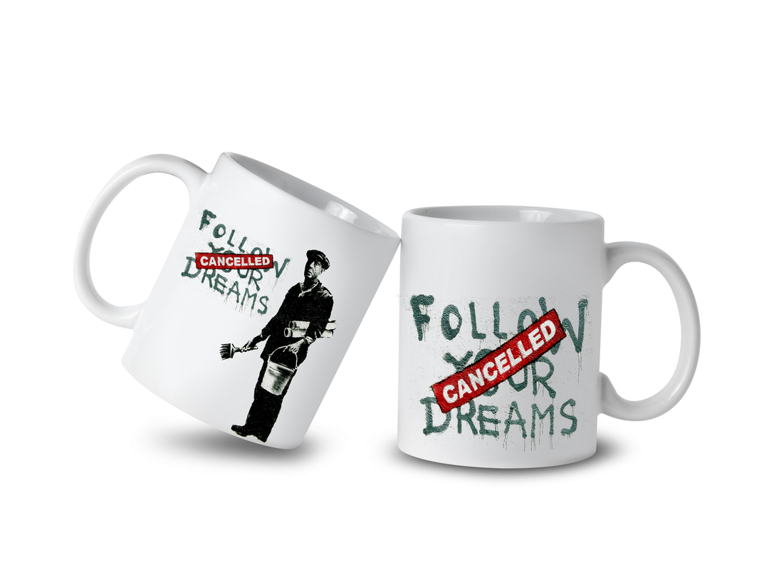 Banksy Ceramic Mug 325ml - Follow Your Dreams - Krus fra Banksy's Grafitti hos The Prince Webshop
