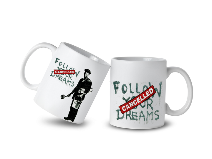 Banksy Ceramic Mug 325ml - Follow Your Dreams - Krus fra Banksy's Grafitti hos The Prince Webshop
