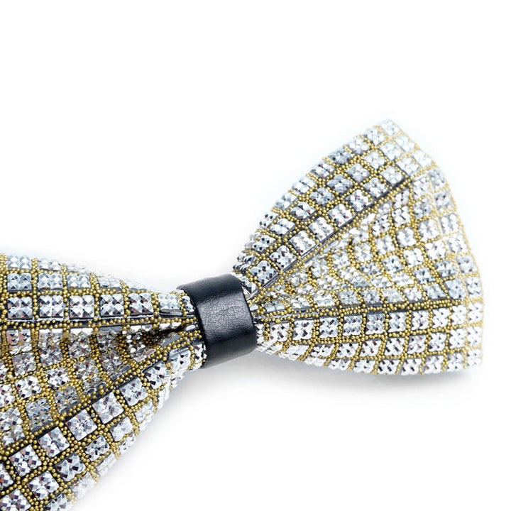 Crystal Silver Rhinestone Gold Men's Bow Tie - Butterfly fra Vincent de Mani hos The Prince Webshop