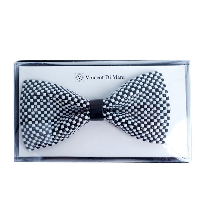 Black & White Checkered Rhinestone Men's Bow Tie - Bowtie from Vincent de Mani at The Prince Webshop