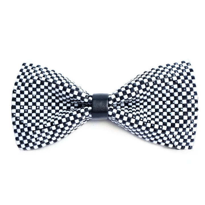 Black & White Checkered Rhinestone Men's Bow Tie - Bowtie from Vincent de Mani at The Prince Webshop