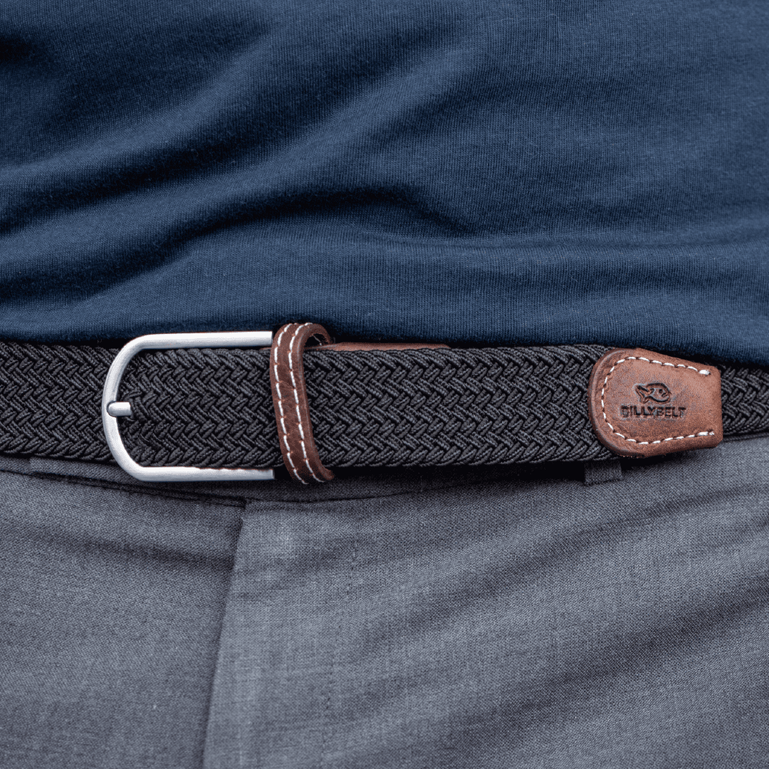 BILLYBELT Black Licorice Woven Elastic Belt - Elastisk Komfort Bælte - Bælte fra Billybelt hos The Prince Webshop