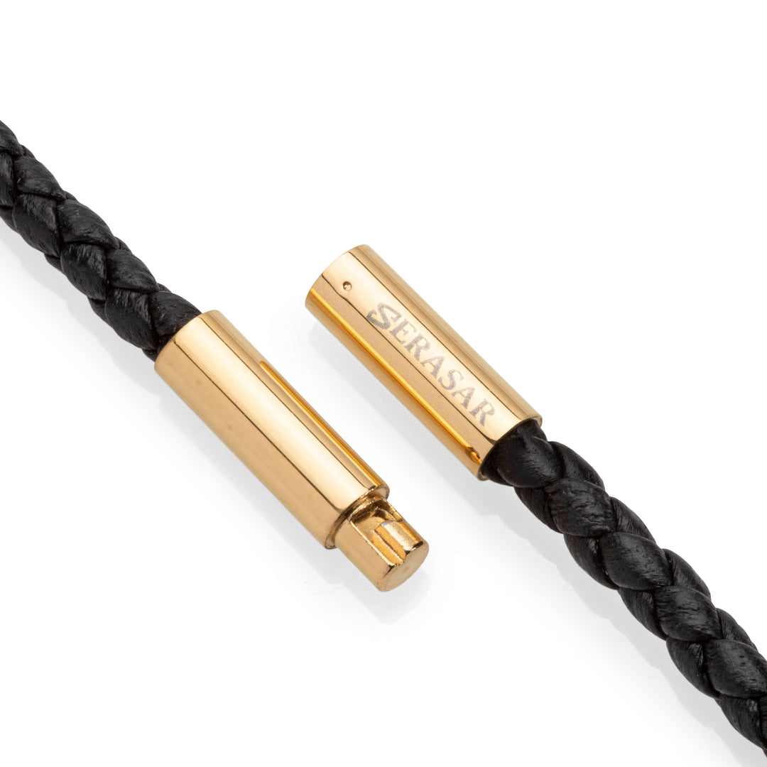 Læder halskæde “Cross” - Guld Crucifix - Halskæde fra SERASAR hos The Prince Webshop