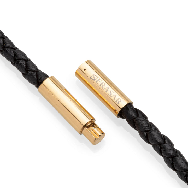 Læder halskæde “Cross” - Guld Crucifix - Halskæde fra SERASAR hos The Prince Webshop