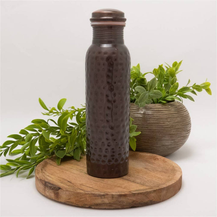 Pure copper water bottle hammered antique - 950 ml (heavy) - Gift Idea from Ayurveda Specialist B.V. at The Prince Webshop