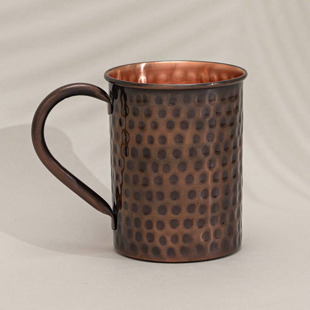 Mule copper mug with brass handle, hammered antique - 400 ml - Mule Mugs from Ayurveda Specialist B.V. at The Prince Webshop