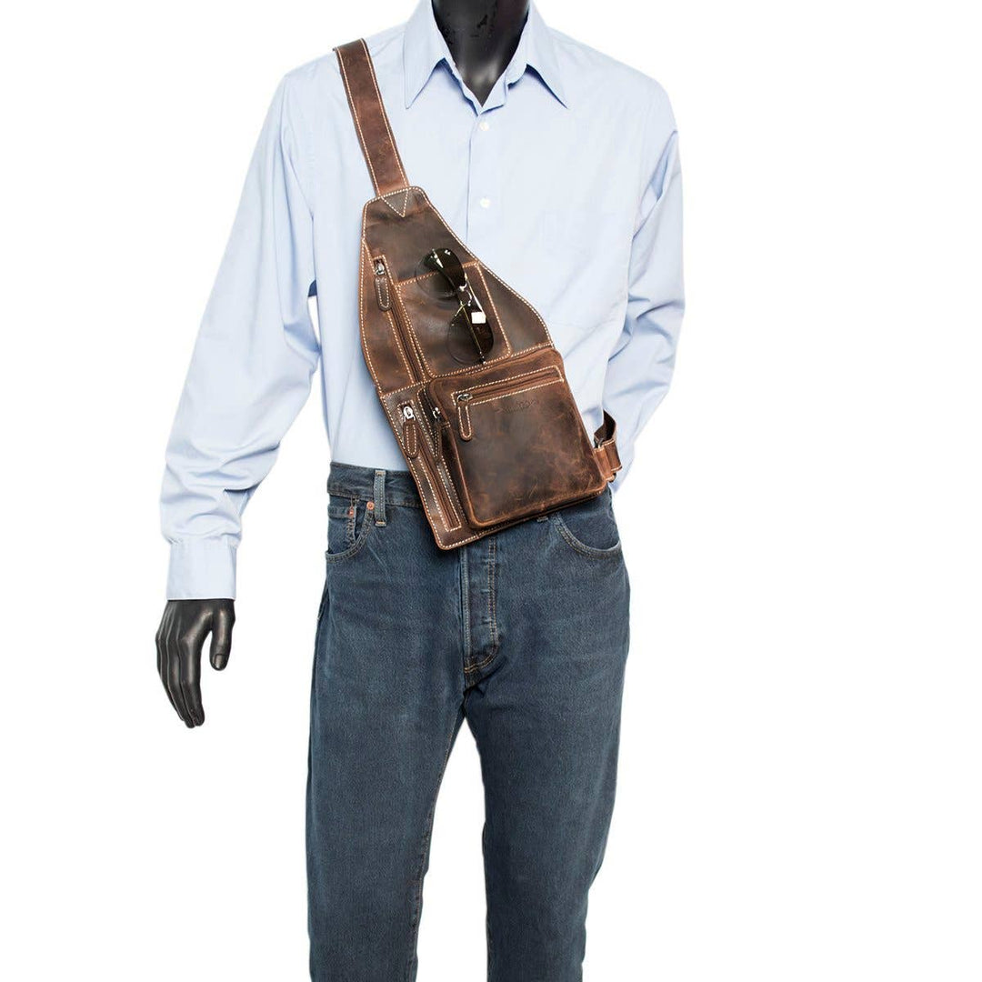 Arrigo Crossbody Shoulder Bag Buffalo Leather - Cognac - Bag from Arrigo at The Prince Webshop