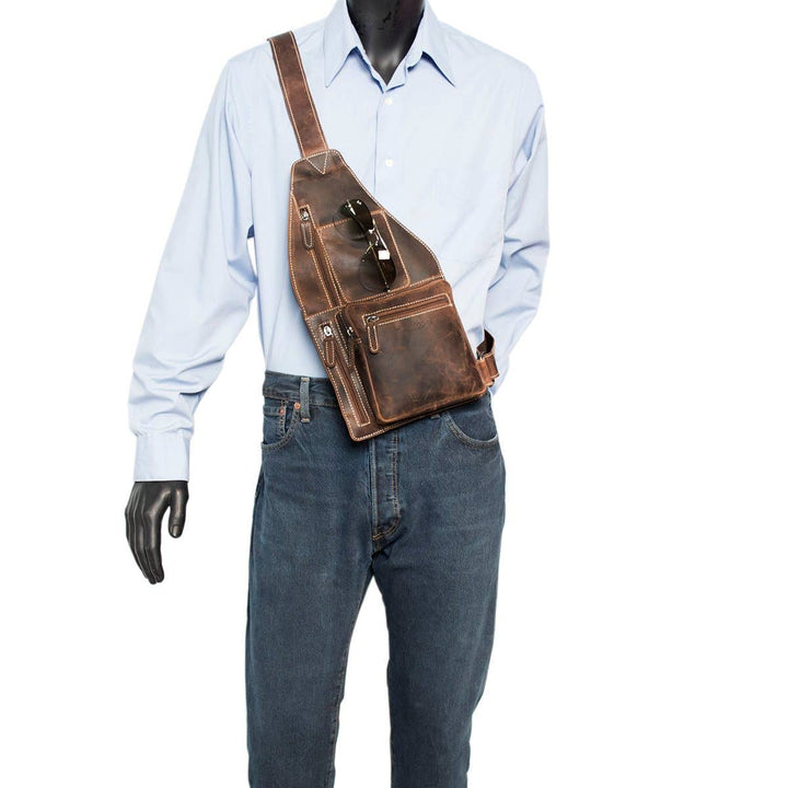 Arrigo Crossbody Shoulder Bag Buffalo Leather - Cognac - Bag from Arrigo at The Prince Webshop