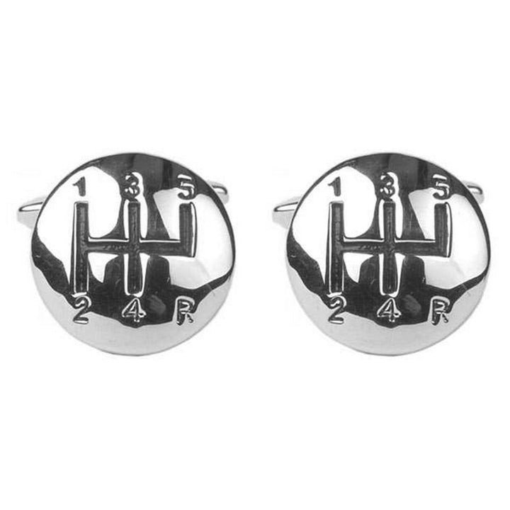 Gear Lever Rhodium Plated Cufflinks - UK Manchetknapper - Manchetknapper fra David Aster Collection hos The Prince Webshop