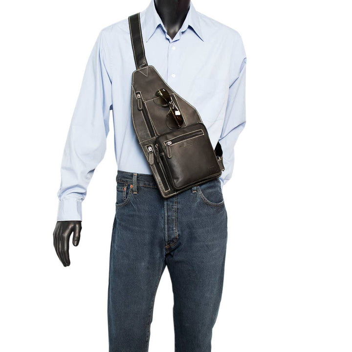 Arrigo Crossbody Shoulder Bag Buffalo Leather - Black - Bag from Arrigo at The Prince Webshop