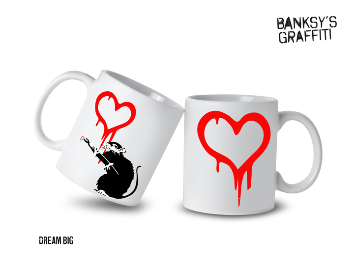 Banksy Ceramic Mug 325ml - Love Rat - Krus fra Banksy's Grafitti hos The Prince Webshop