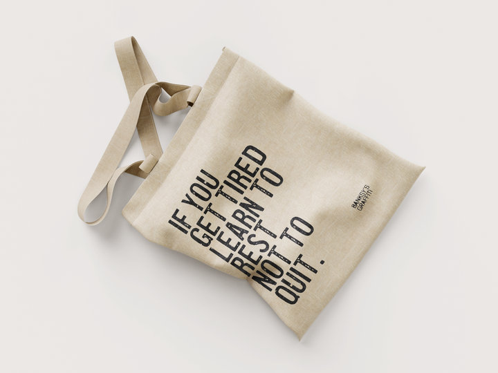 Banksy's Graffiti Mini Tote Bag - If You Get Tired - Tasker fra Banksy's Grafitti hos The Prince Webshop