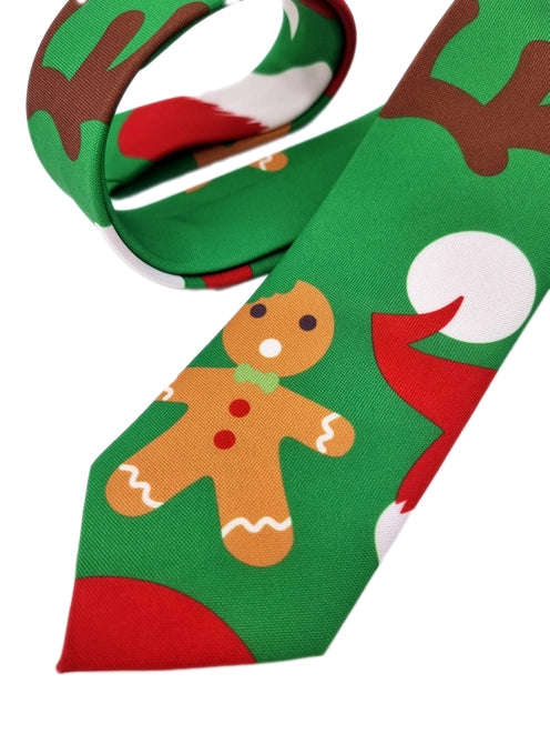 Snazzy Santa Christmas Tie - Green Gingerbread - Tie from Snazzy Santa at The Prince Webshop