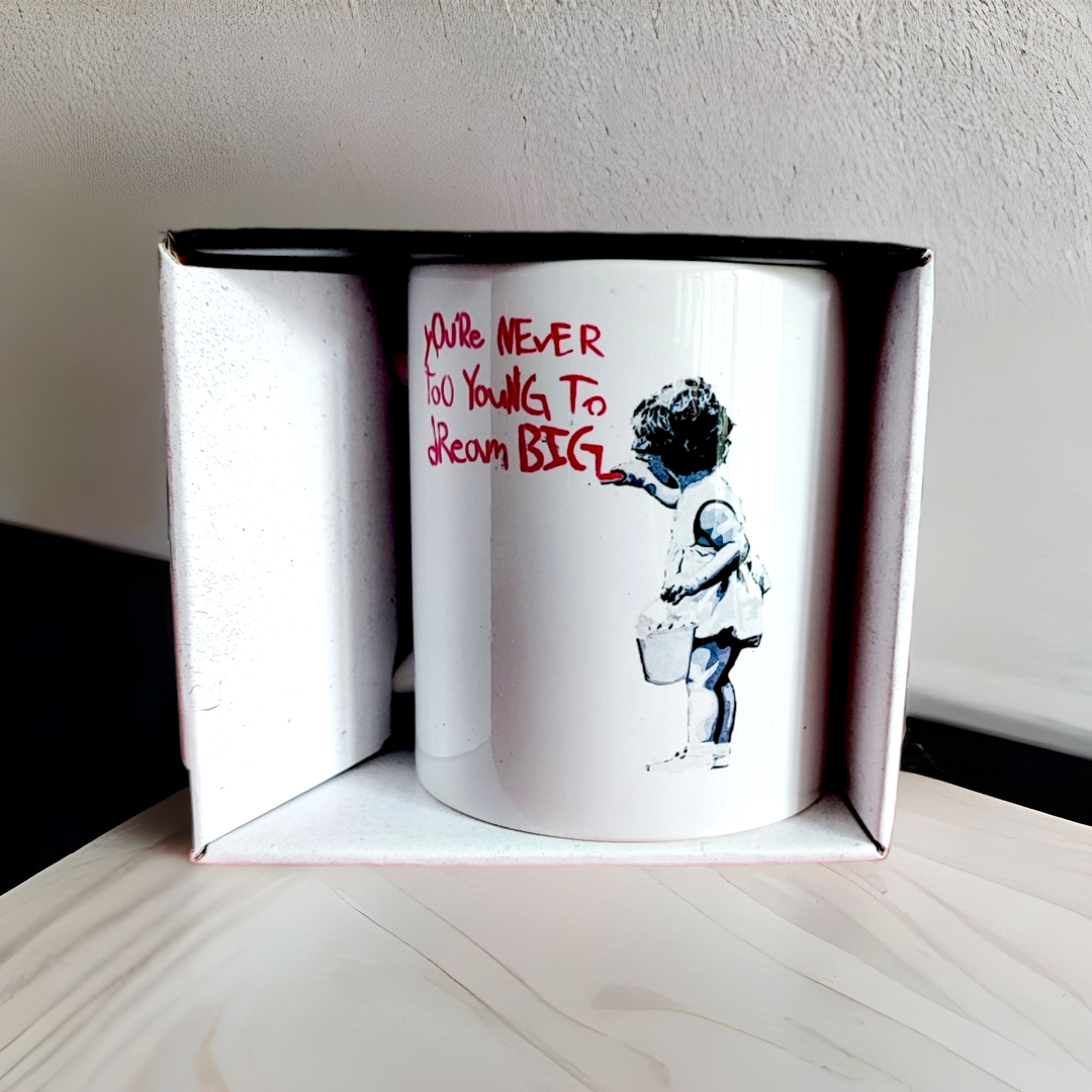 Banksy Ceramic Mug 325ml - Dream Big - Mug from URBAN.ITY at The Prince Webshop