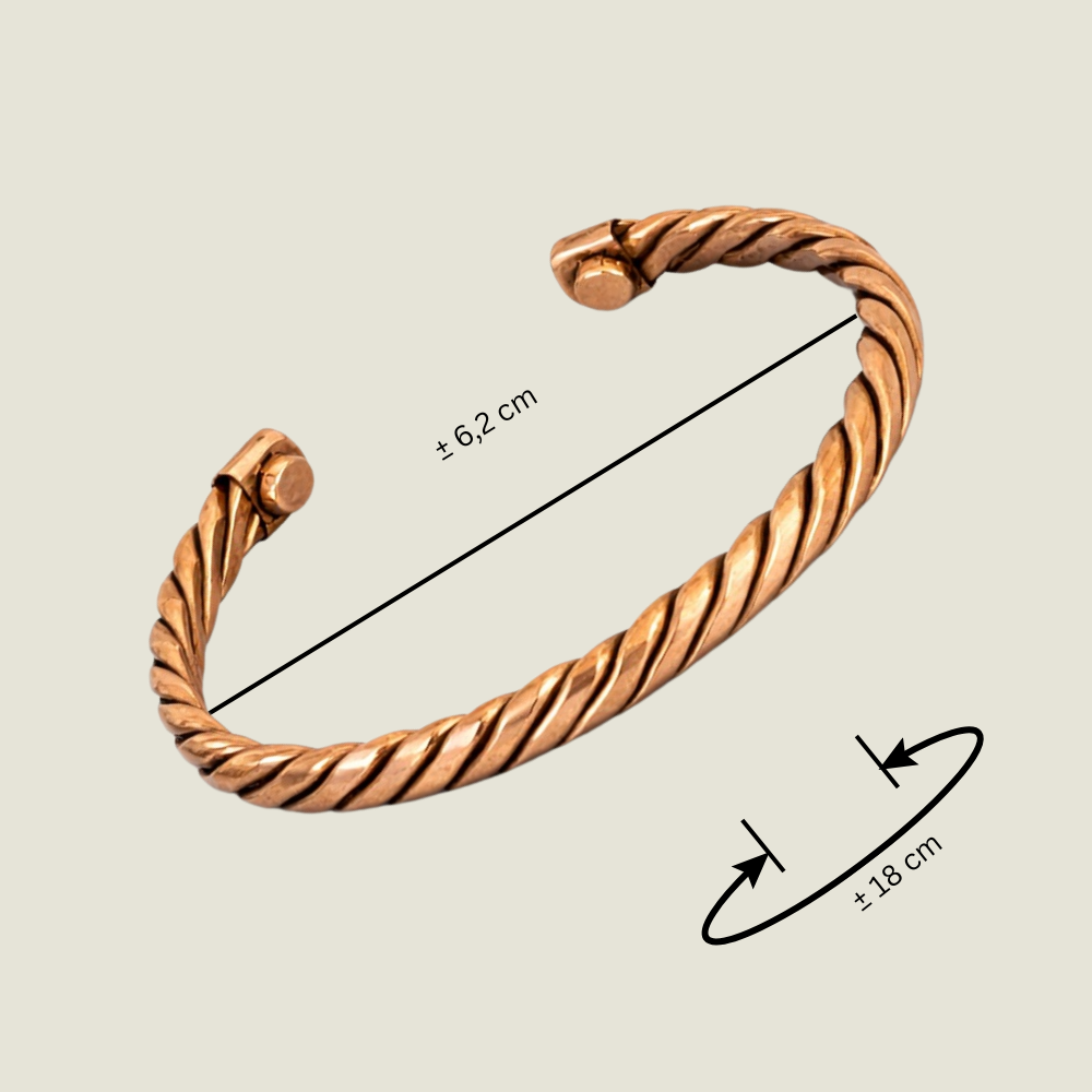 Flettet kobber sundhedsklemmearmbånd med 2 magneter - Armbånd fra Ayurveda Specialist B.V. hos The Prince Webshop