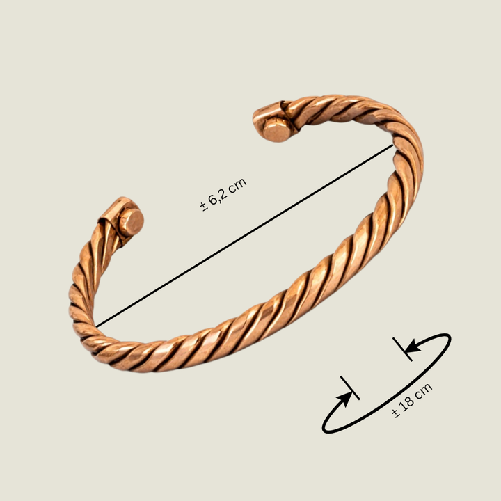 Flettet kobber sundhedsklemmearmbånd med 2 magneter - Armbånd fra Ayurveda Specialist B.V. hos The Prince Webshop