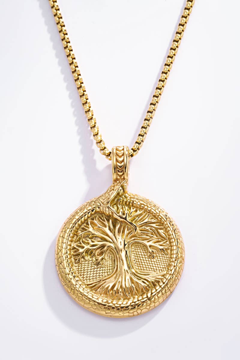 Tree of Life vedhæng i rustfrit stål med kæde - guld eller sølv - Halskæde fra BYREN | ÉLINE L'ATELIER hos The Prince Webshop