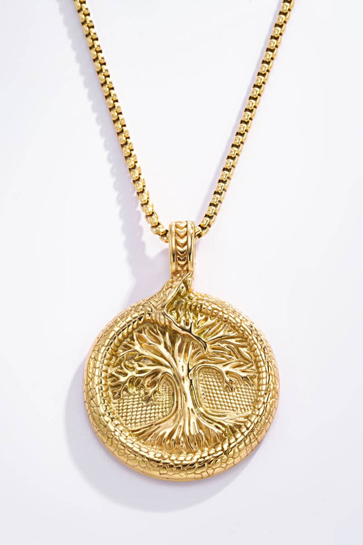 Tree of Life vedhæng i rustfrit stål med kæde - guld eller sølv - Halskæde fra BYREN | ÉLINE L'ATELIER hos The Prince Webshop