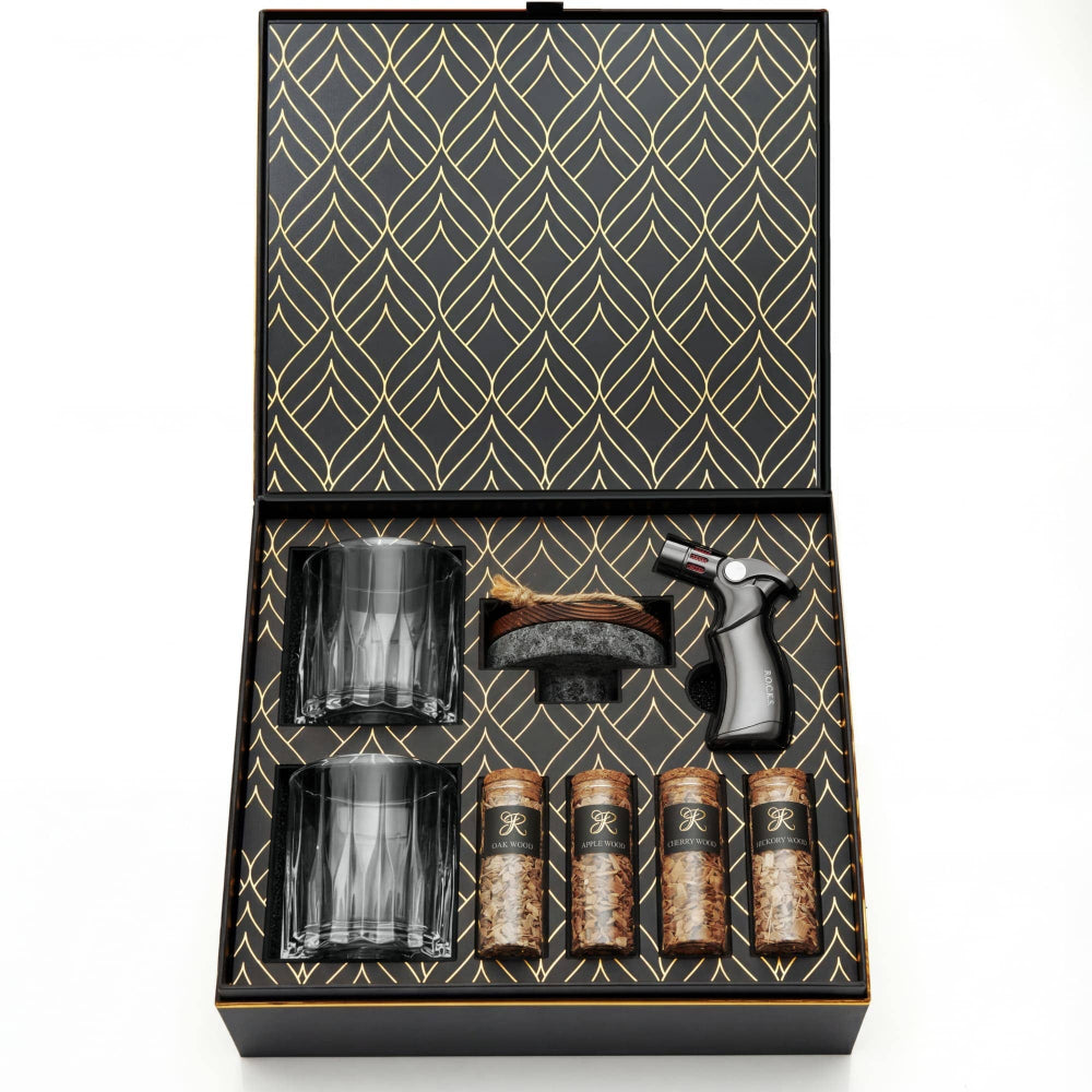 ROCKS Gavesæt: Whisky- og Cocktail Rygesæt - Bartender Gear fra ROCKS Whiskey Chilling Stones EU hos The Prince Webshop