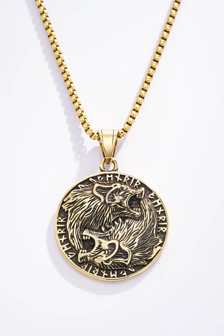 Vikinge Fenris vedhæng i rustfrit stål med kæde - guld eller sølv - Halskæde fra BYREN | ÉLINE L'ATELIER hos The Prince Webshop