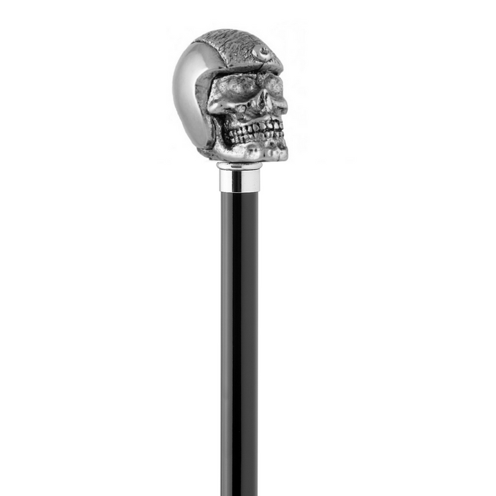 Walking stick - SKULL WITH HELMET NICKEL - Walking stick from Otavio Recalcati di Renato at The Prince Webshop