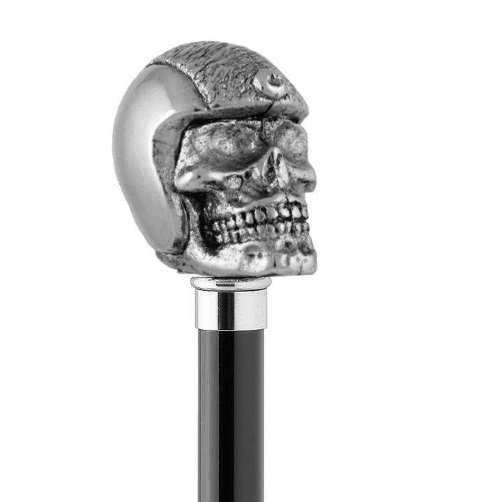 Walking stick - SKULL WITH HELMET NICKEL - Walking stick from Otavio Recalcati di Renato at The Prince Webshop