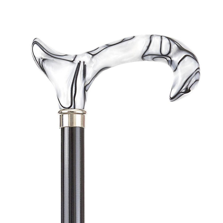 Walking stick - Black Beech with White Marble Acrylic Derby - Walking stick from Ottavio Recalcati di Renato at The Prince Webshop