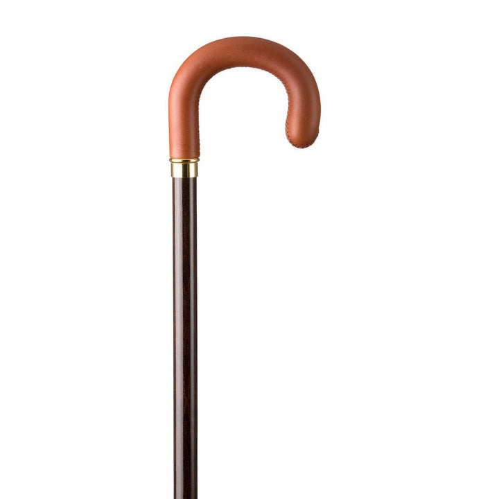 Walking stick BROWN CROOK - Genuine Leather - Walking stick from Otavio Recalcati di Renato at The Prince Webshop