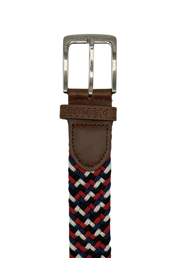 Custi Mikelo Red-Navy-White Braided Elastic Belt - Belt from Custi Mikelo at The Prince Webshop