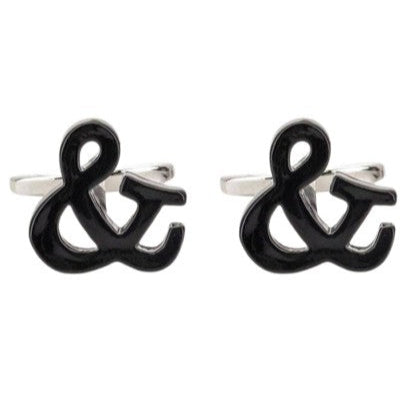 Cufflinks Creative Designs - 100% Rhodium - model Symbol & Black - Cufflinks from Núñez de Arenas at The Prince Webshop