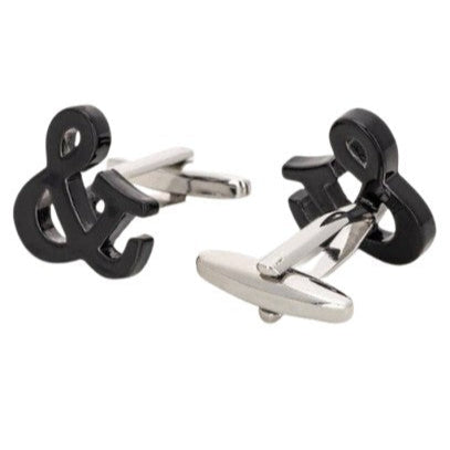 Cufflinks Creative Designs - 100% Rhodium - model Symbol & Black - Cufflinks from Núñez de Arenas at The Prince Webshop
