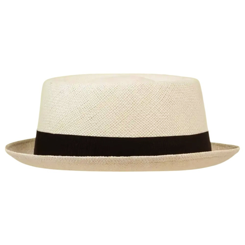 MJM LEO Pork Pie Panama Straw Hat - Natural / Black - Hat from MJM Hats at The Prince Webshop