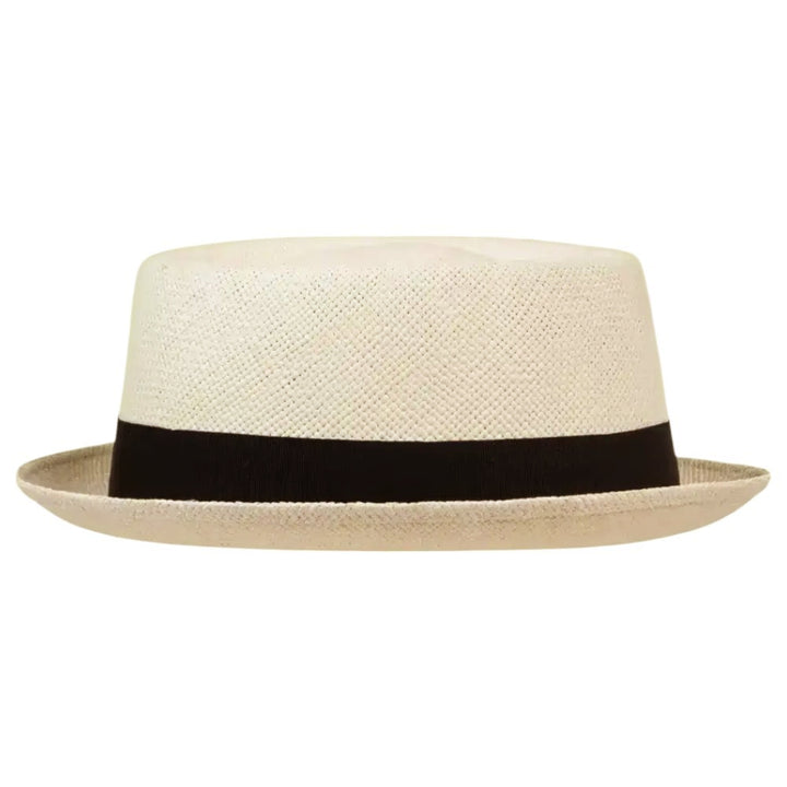 MJM LEO Pork Pie Panama Straw Hat - Natural / Black - Hat from MJM Hats at The Prince Webshop