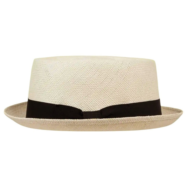 MJM LEO Pork Pie Panama Straw Hat - Natural / Black - Hat from MJM Hats at The Prince Webshop