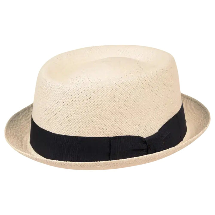 MJM LEO Pork Pie Panama Straw Hat - Natural / Black - Hat from MJM Hats at The Prince Webshop
