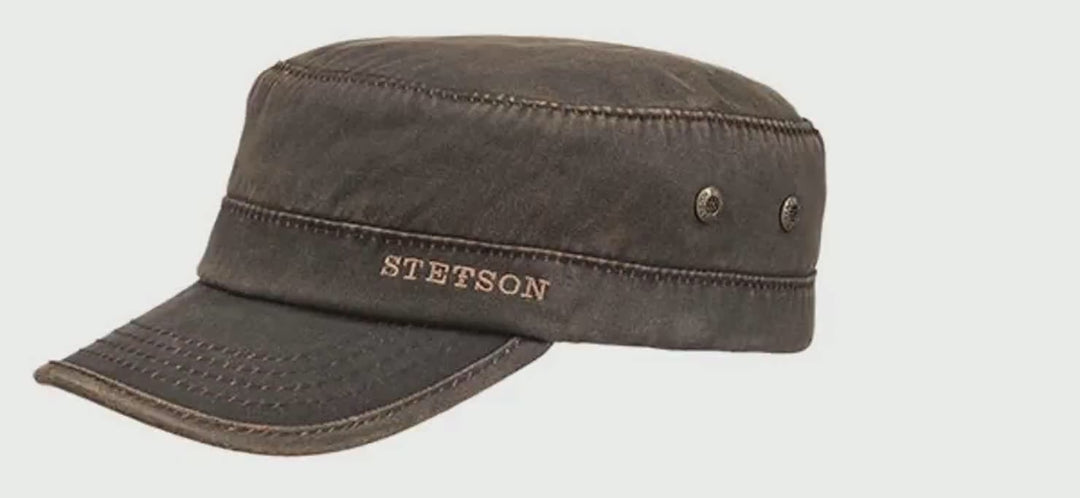 Stetson Oilskin Look Stetson Army Cap med Foer - Sort