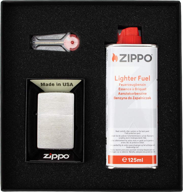 Original Brushed Chrome Zippo Lighter In Gift Box - Zippo Lighter from Zippo at The Prince Webshop