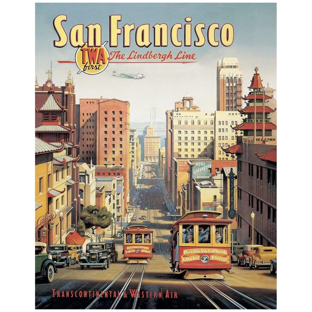 Retroworld Metal sign Vintage Americana San Francisco TWA - 30 x 40 cm - Metal sign from Retroworld at The Prince Webshop