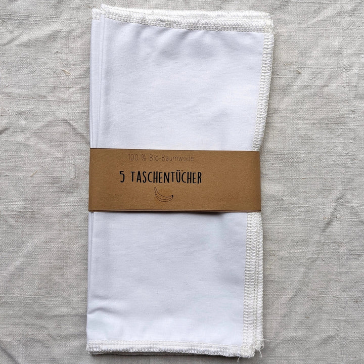 5 Pack Organic Handkerchiefs White or Mint - 20X20 cm - Handkerchief from mango.bananen at The Prince Webshop