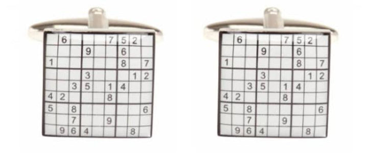 David Aster Sudoku Rhodium Plated Cufflinks - Cufflinks from the David Aster Collection at The Prince Webshop