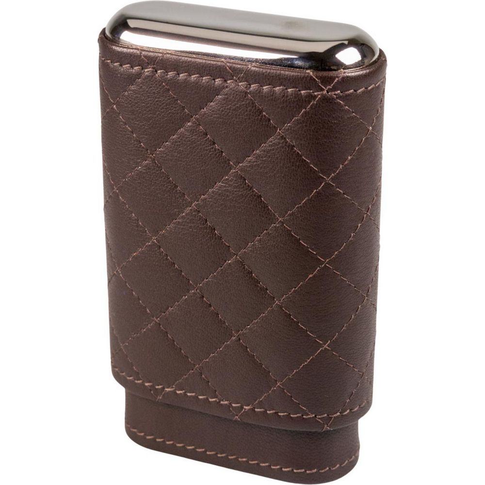 Spectacular Leather Cigar Case in Brown Honeycomb - for 3 Cigars - Cigar Case from The Prince's Own at The Prince Webshop