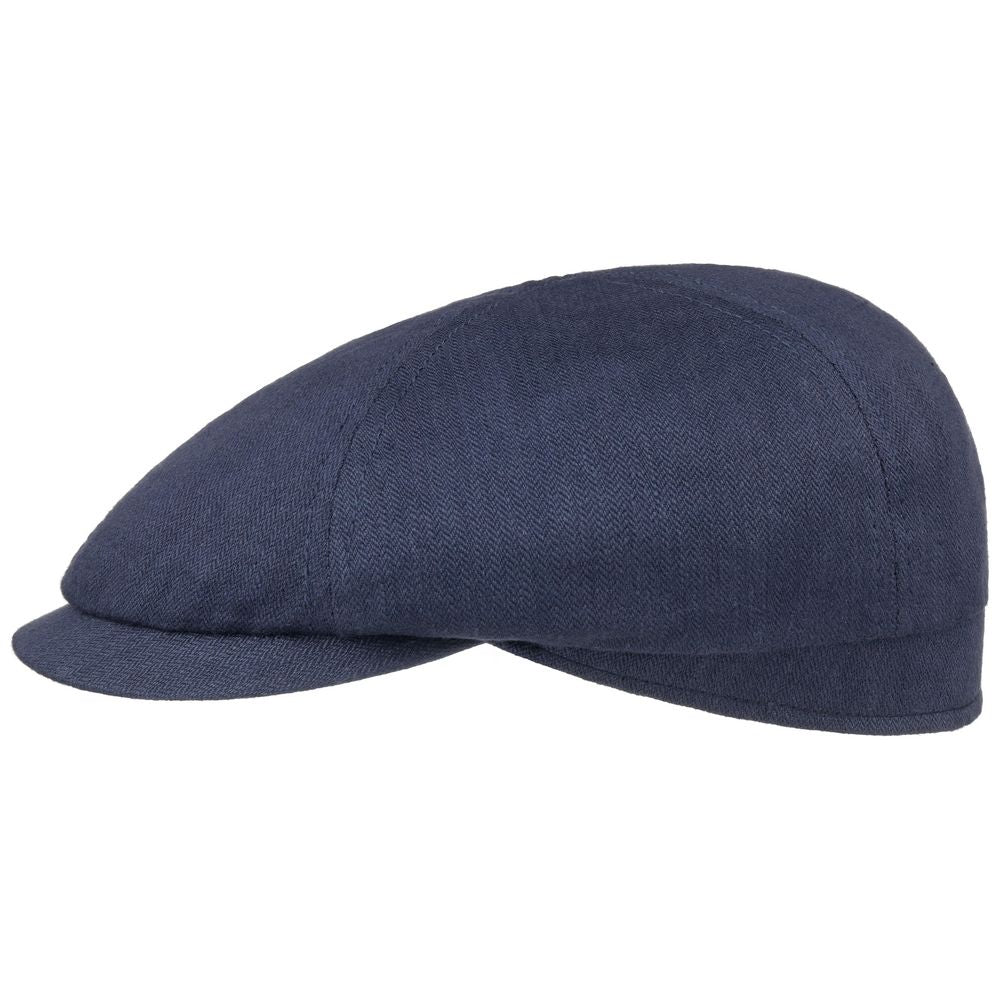 Stetson 6-panel Cap Linen - Blue Herringbone - Flat Cap from Stetson at The Prince Webshop