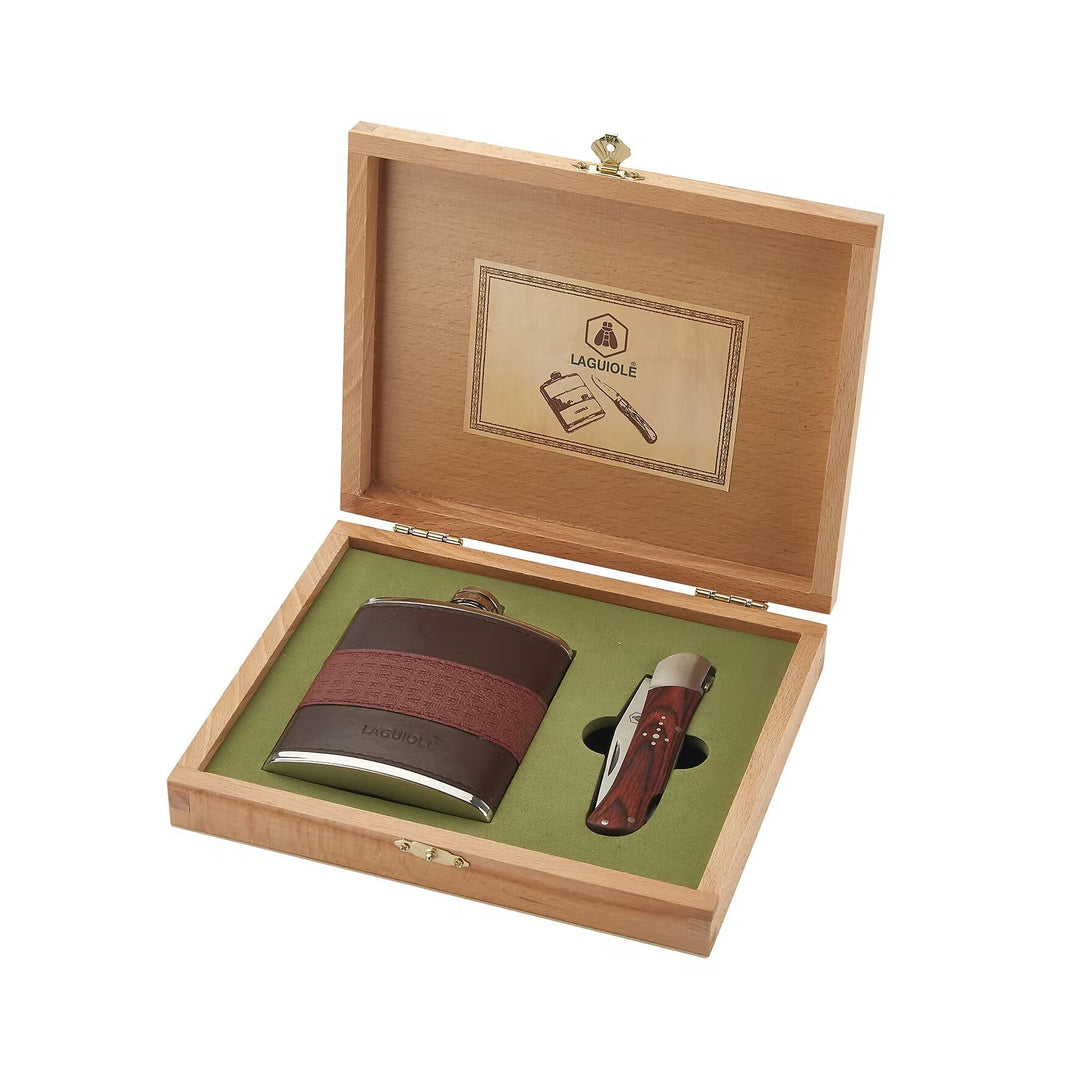 Laguiole Hunting Set - Pocket Lark & ​​Pocket Knife in Wooden Box - Pocket Knife from Laguiole at The Prince Webshop