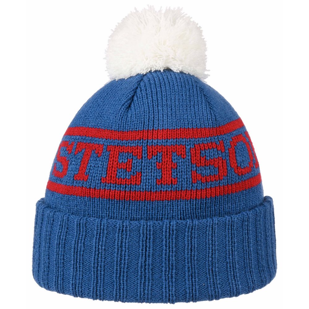 Stetson Classic Beanie Pompom Hat - Blue - Hat from Stetson at The Prince Webshop