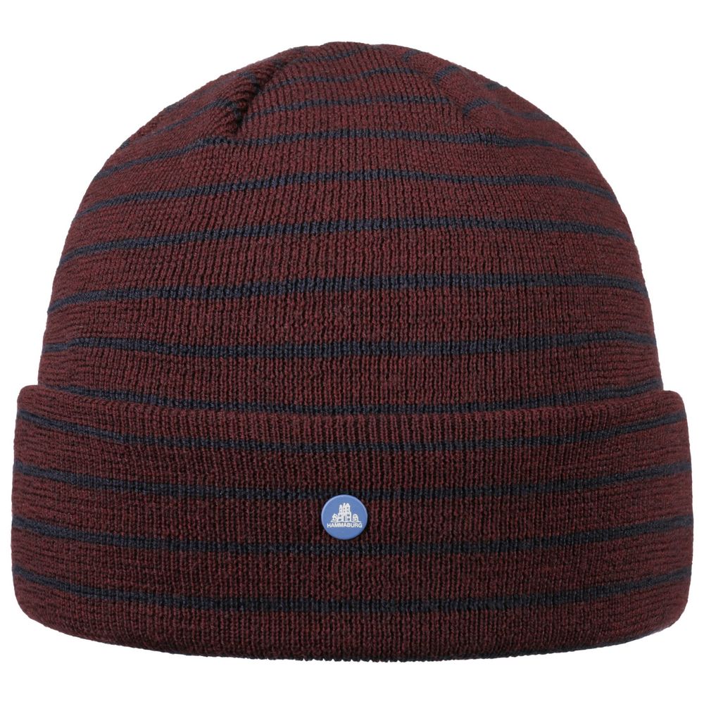Hamburg Blue and Bordeaux Striped Beanie Beanie & Neckerchief - Beanie & Neckerchief from Hammaburg at The Prince Webshop