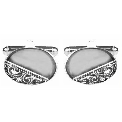 Cufflinks Classic Engraved Silver Oval - Cufflinks from The Armitage Collection at The Prince Webshop